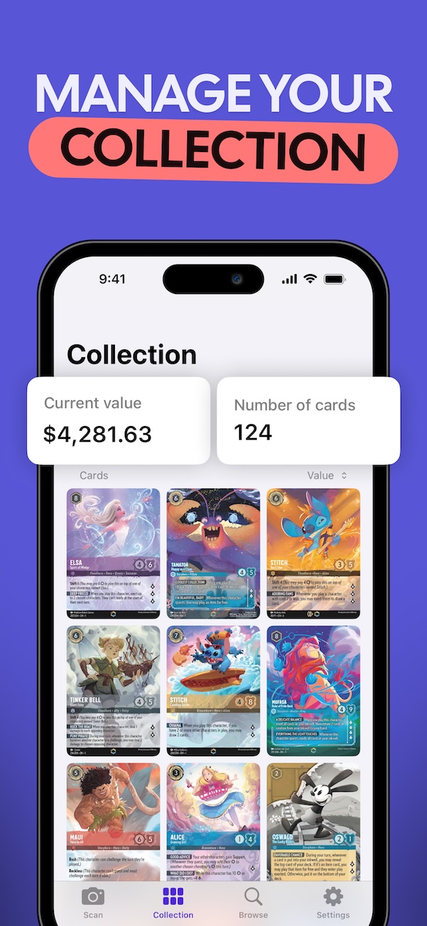 Lorcana card price and rarity details.