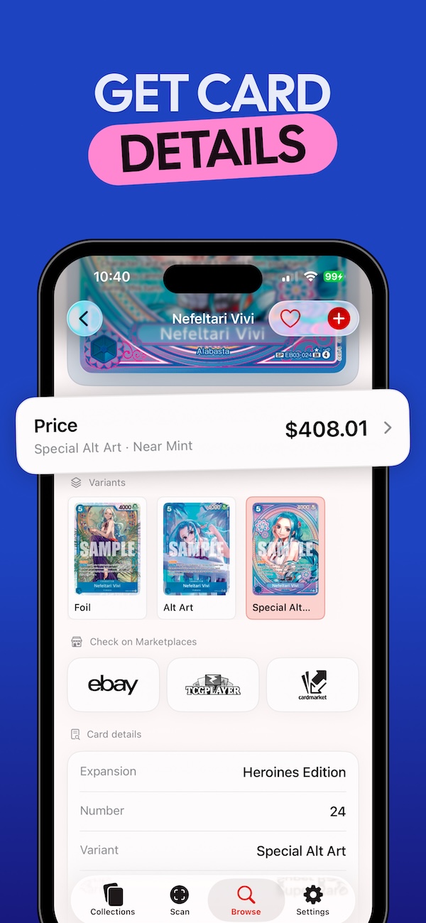 Track wanted cards in your wishlist.