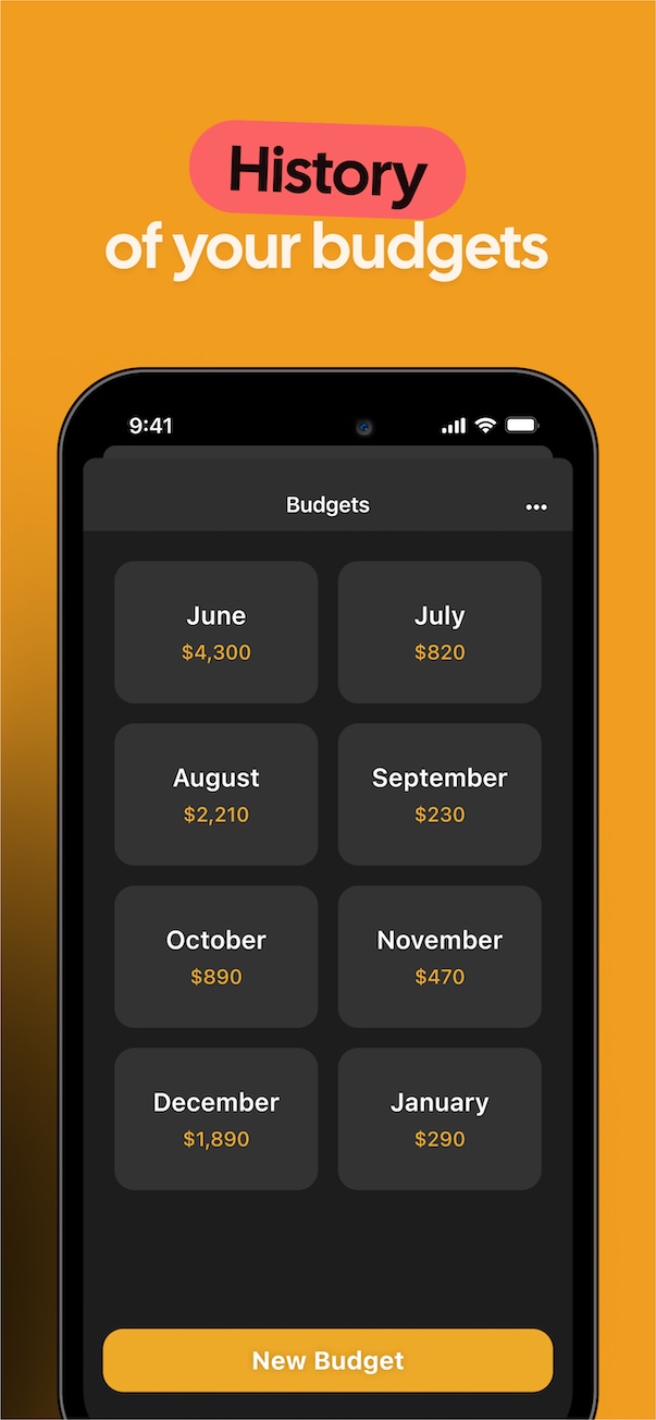 History of your budgets.